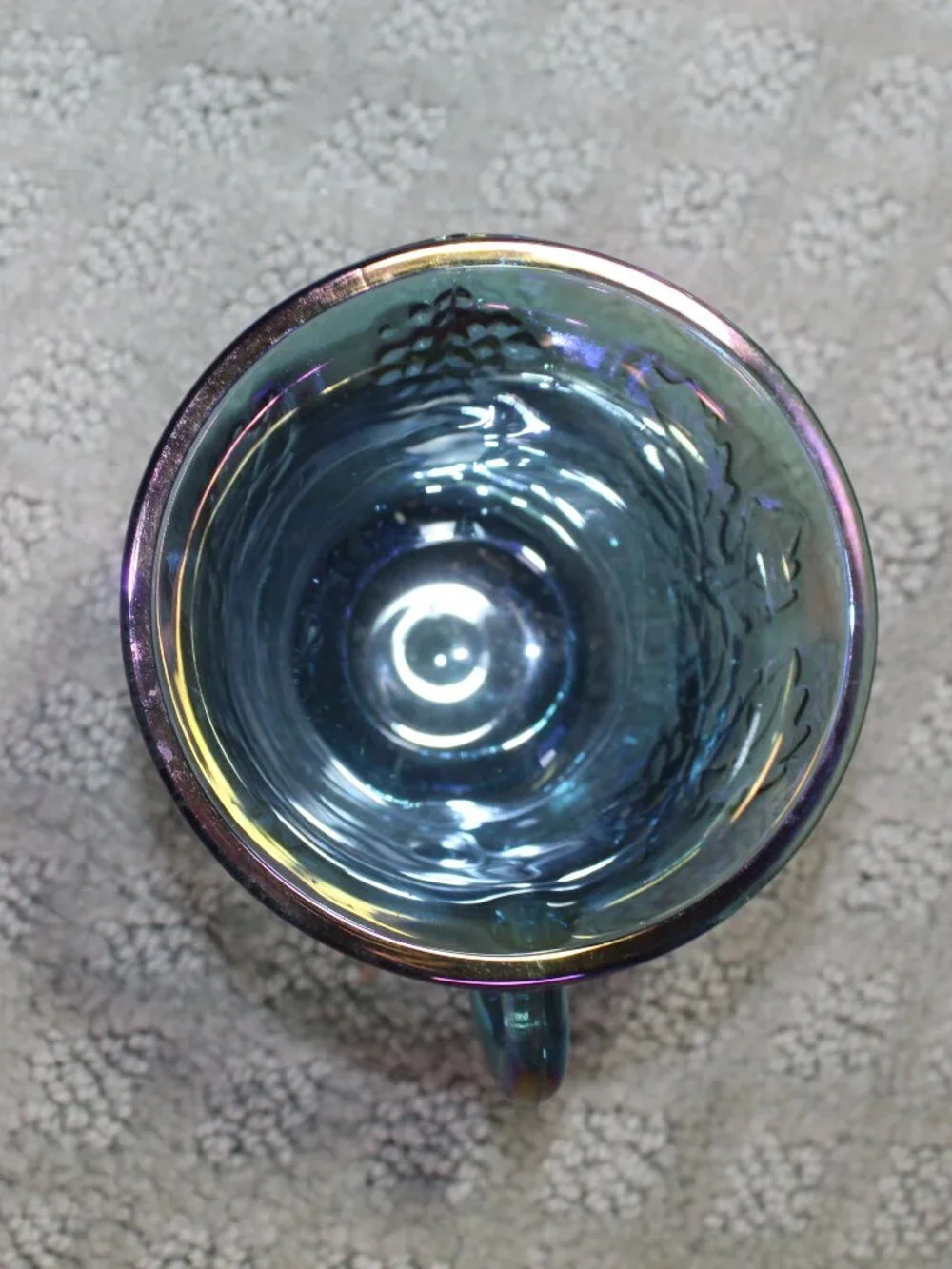 Vintage Indiana Glass Co Iridescent Blue Carnival Glass Punch Bowl & 12 Glasses